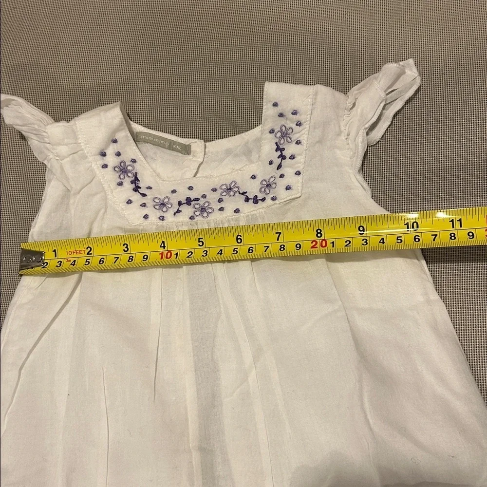 Minimimo White Ruffle Embroidered Cotton Summer Toddler Dress